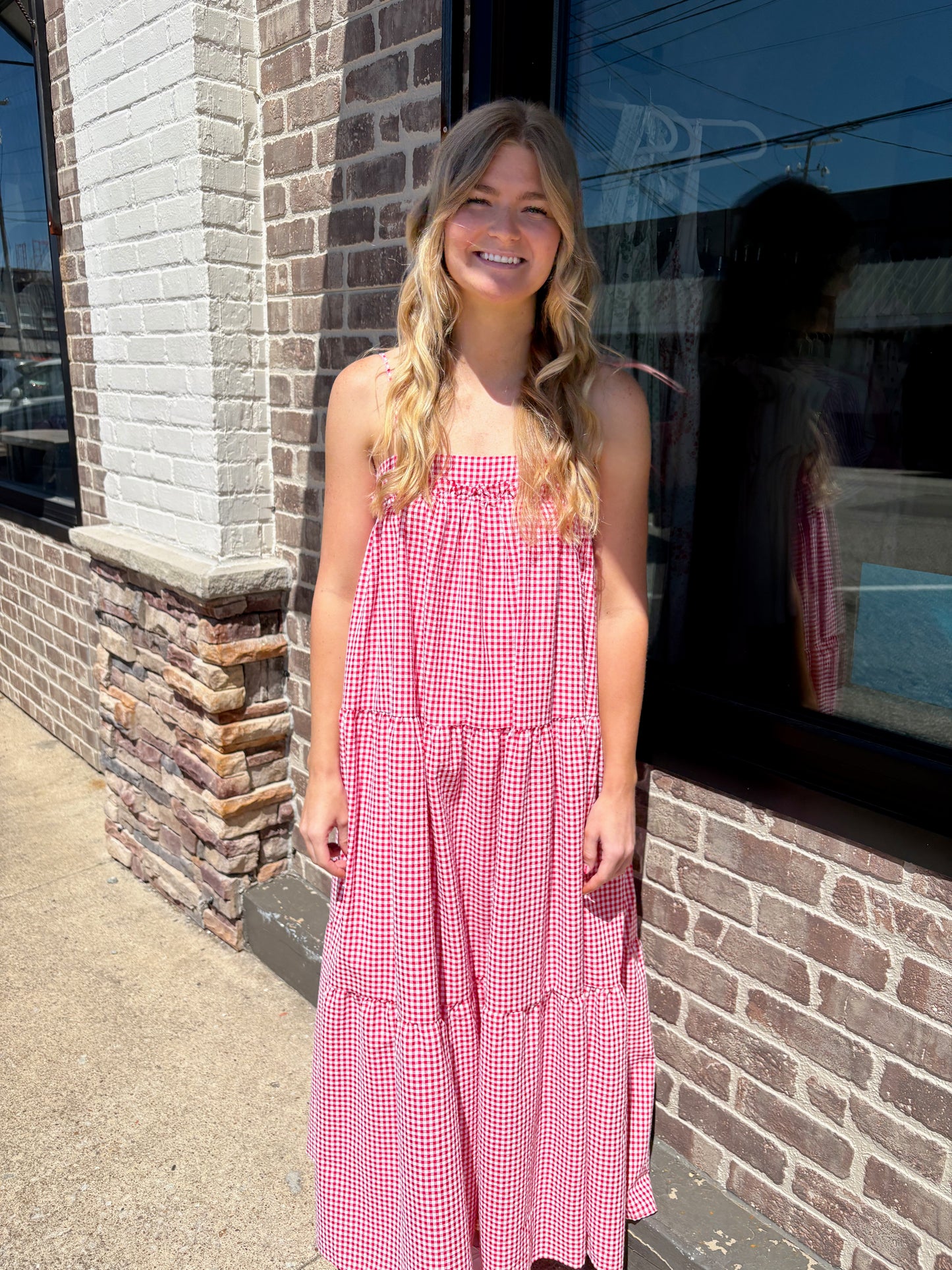 Bow Tie Red Gingham Dress