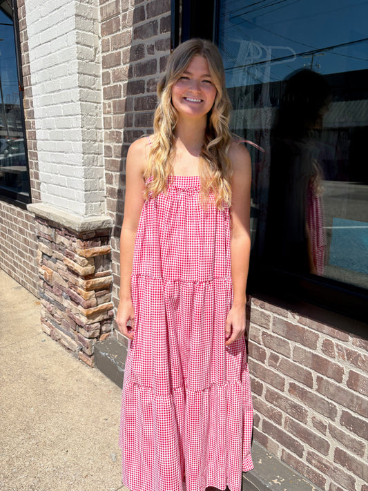 Bow Tie Red Gingham Dress