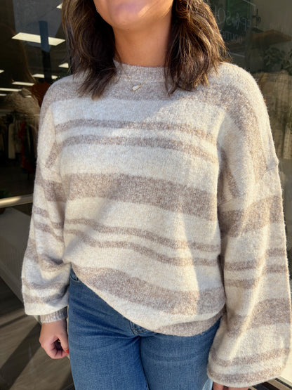Round Neck LS Stripe Sweater
