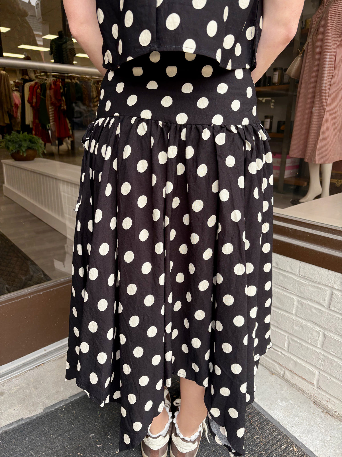 Dot Drop Waist Handkerchief Skirt