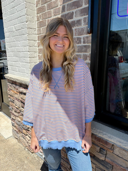 Blue/Orange Stripe Marrow Edge Tee