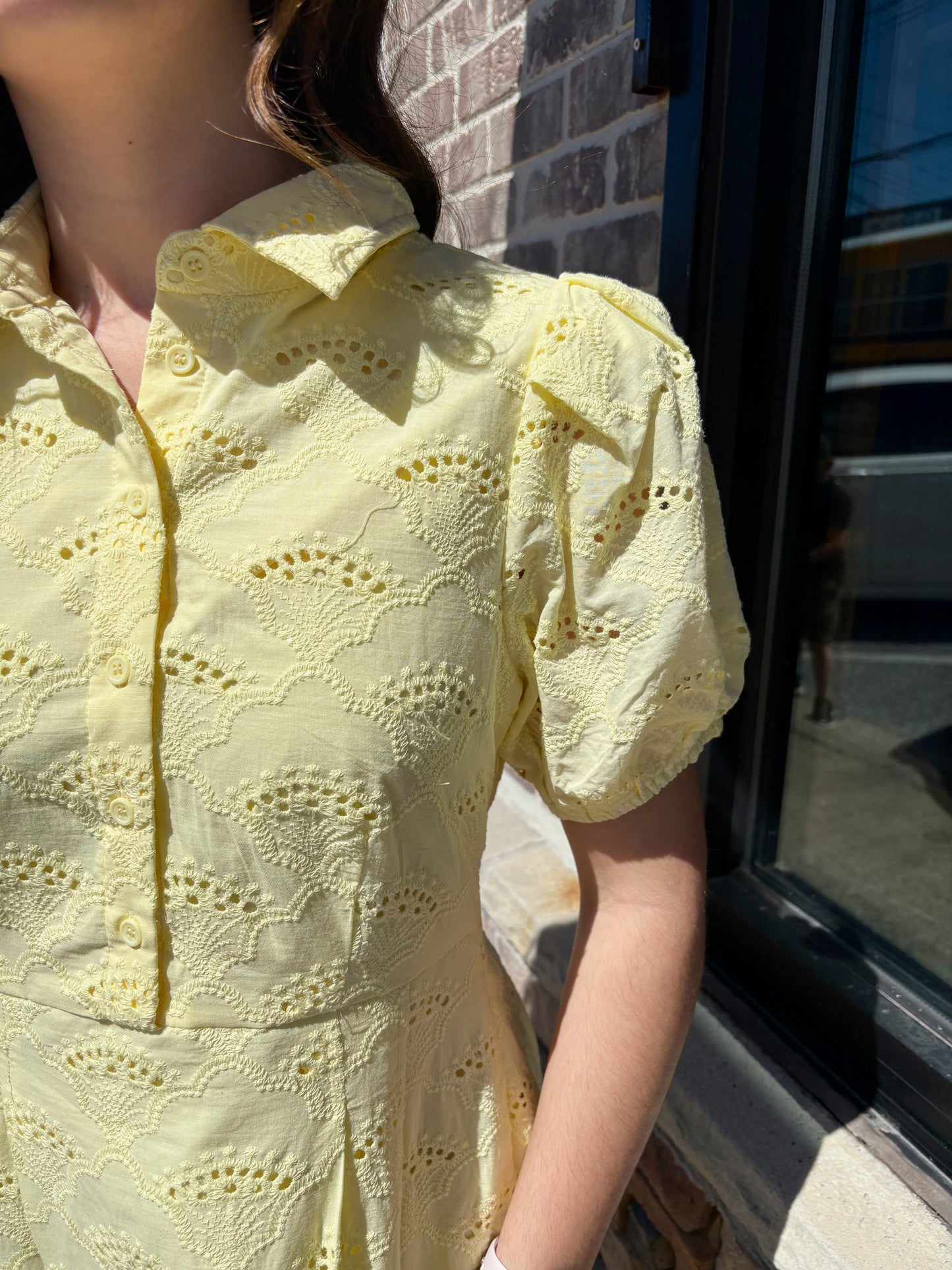 Lemon Eyelet Detail Dress