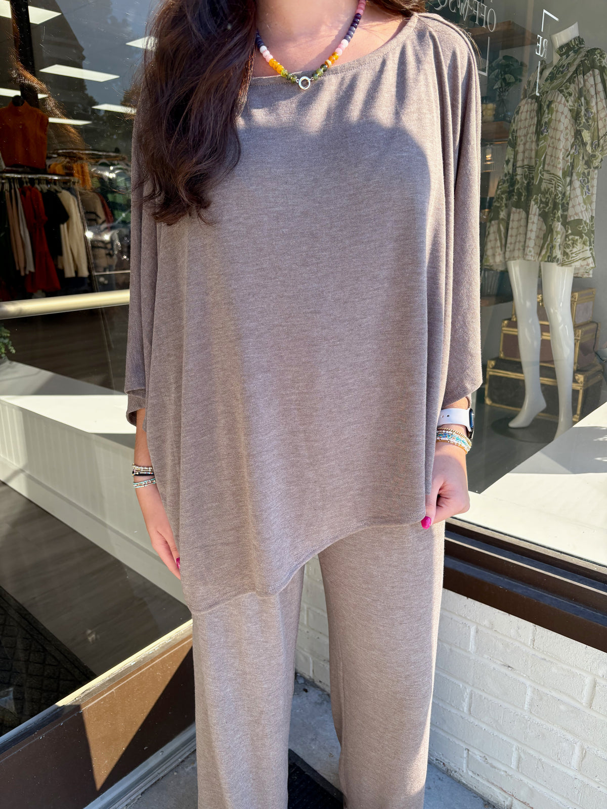 Wide Neck Dolman Asymmetric Hem Top