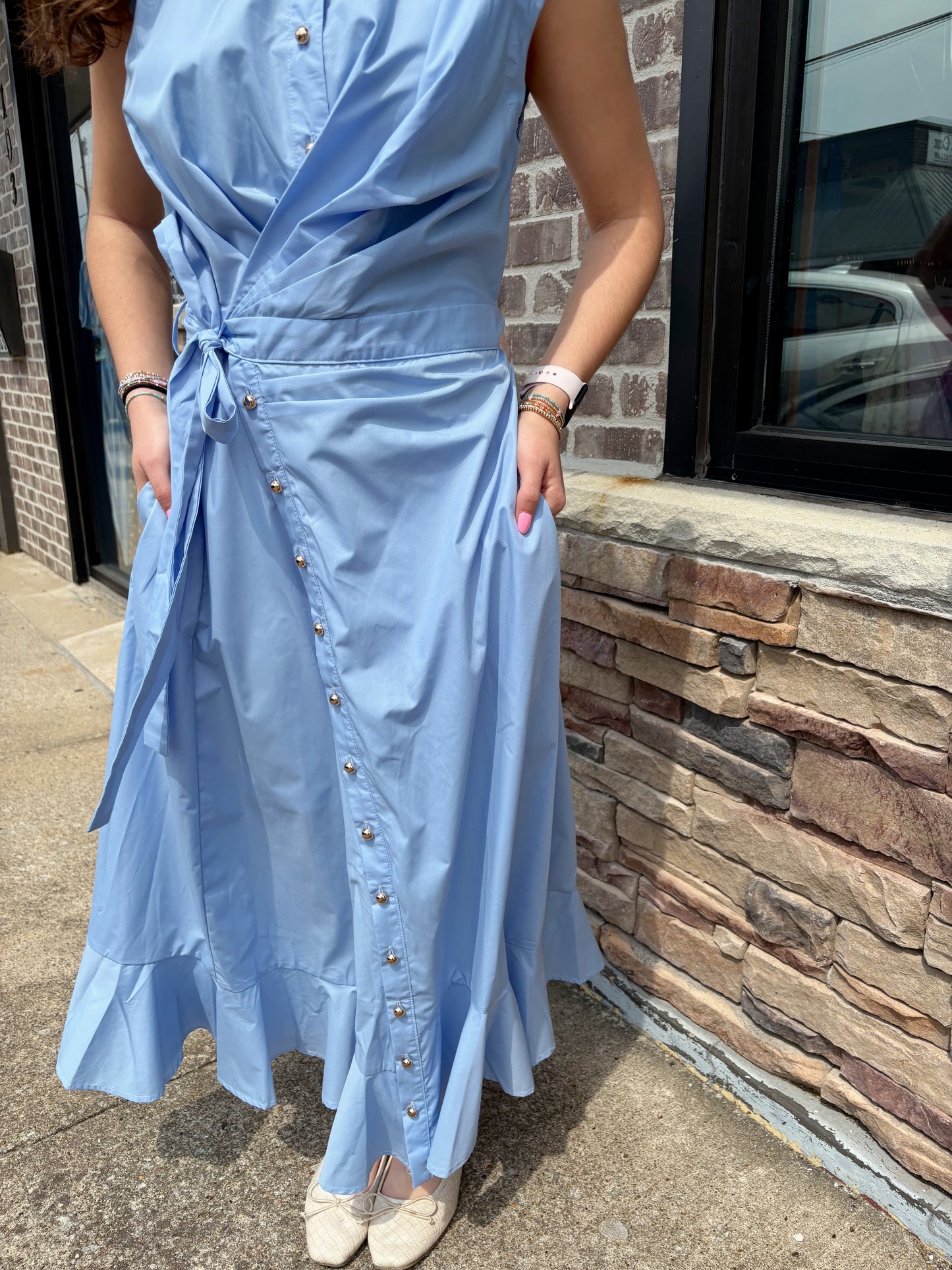 Asymmetrical Button Maxi Dress