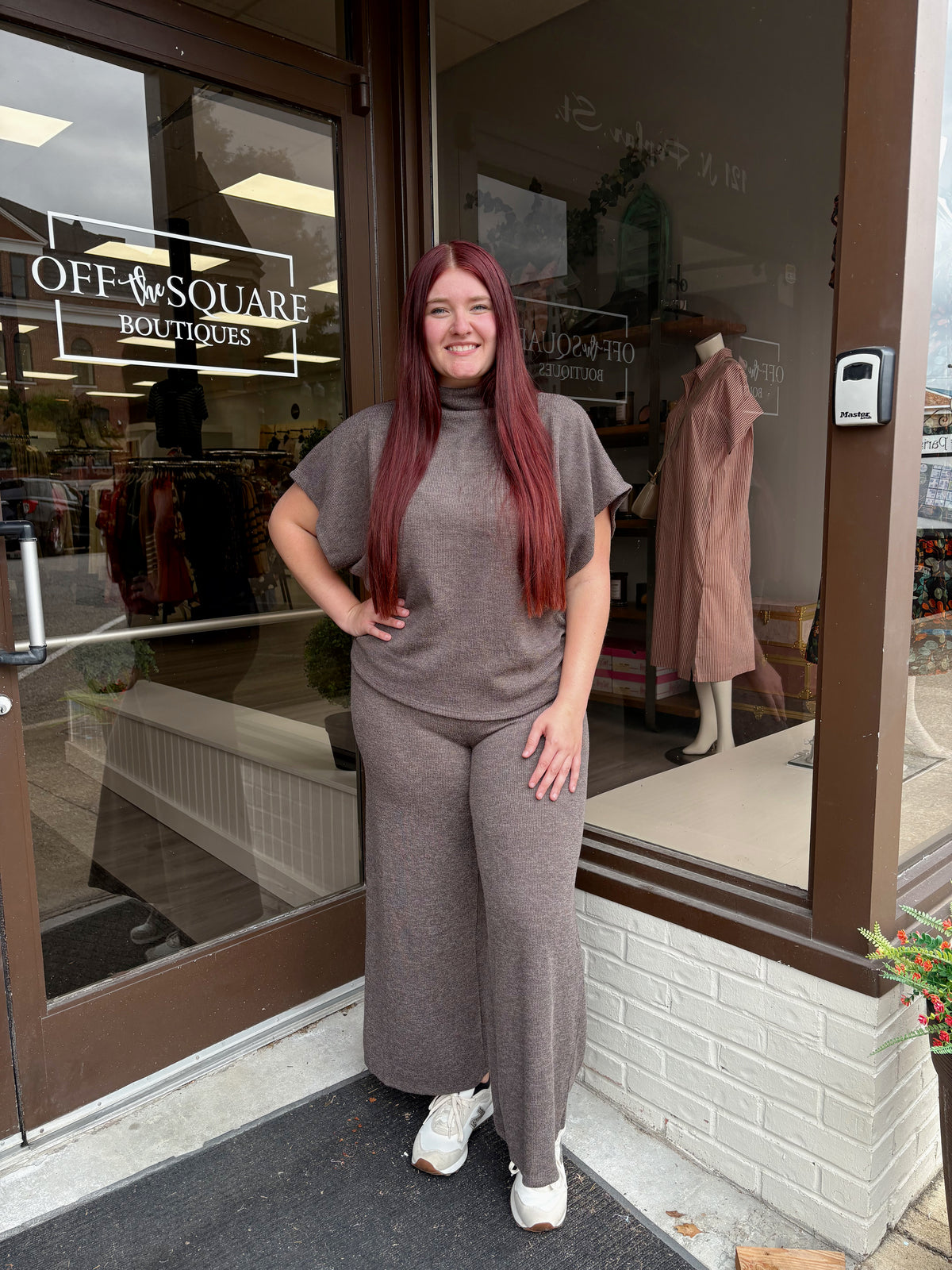High Neck Cinched Side Pants Set