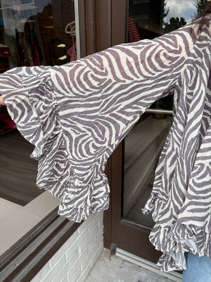 Cream Zebra Print Loose Blouse