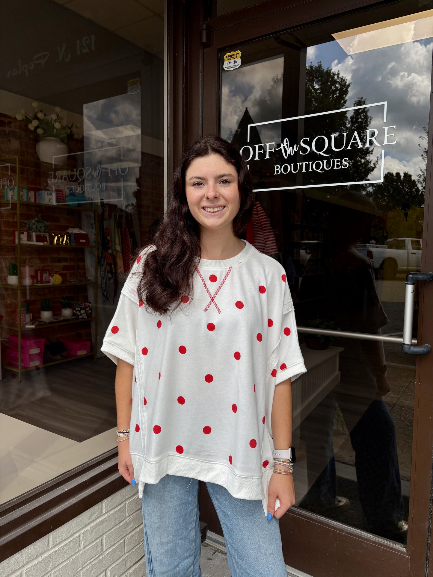 Red/White Polka Dot SS Sweatshirt