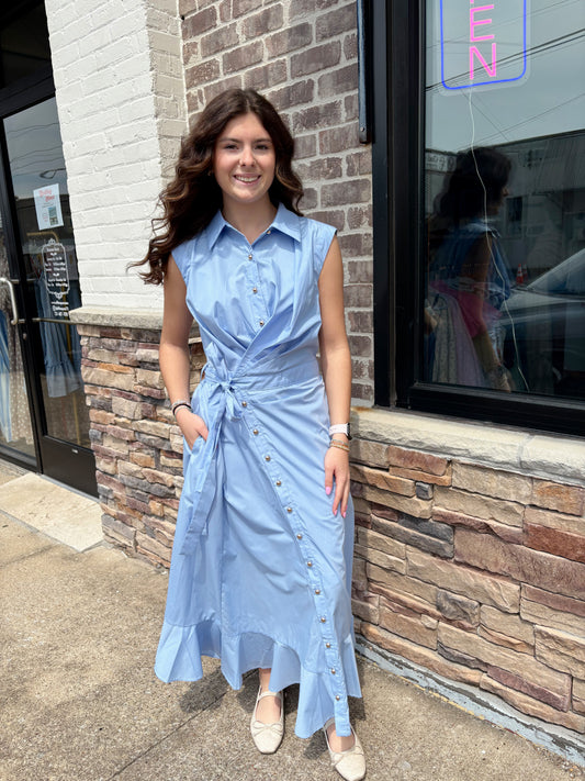 Asymmetrical Button Maxi Dress