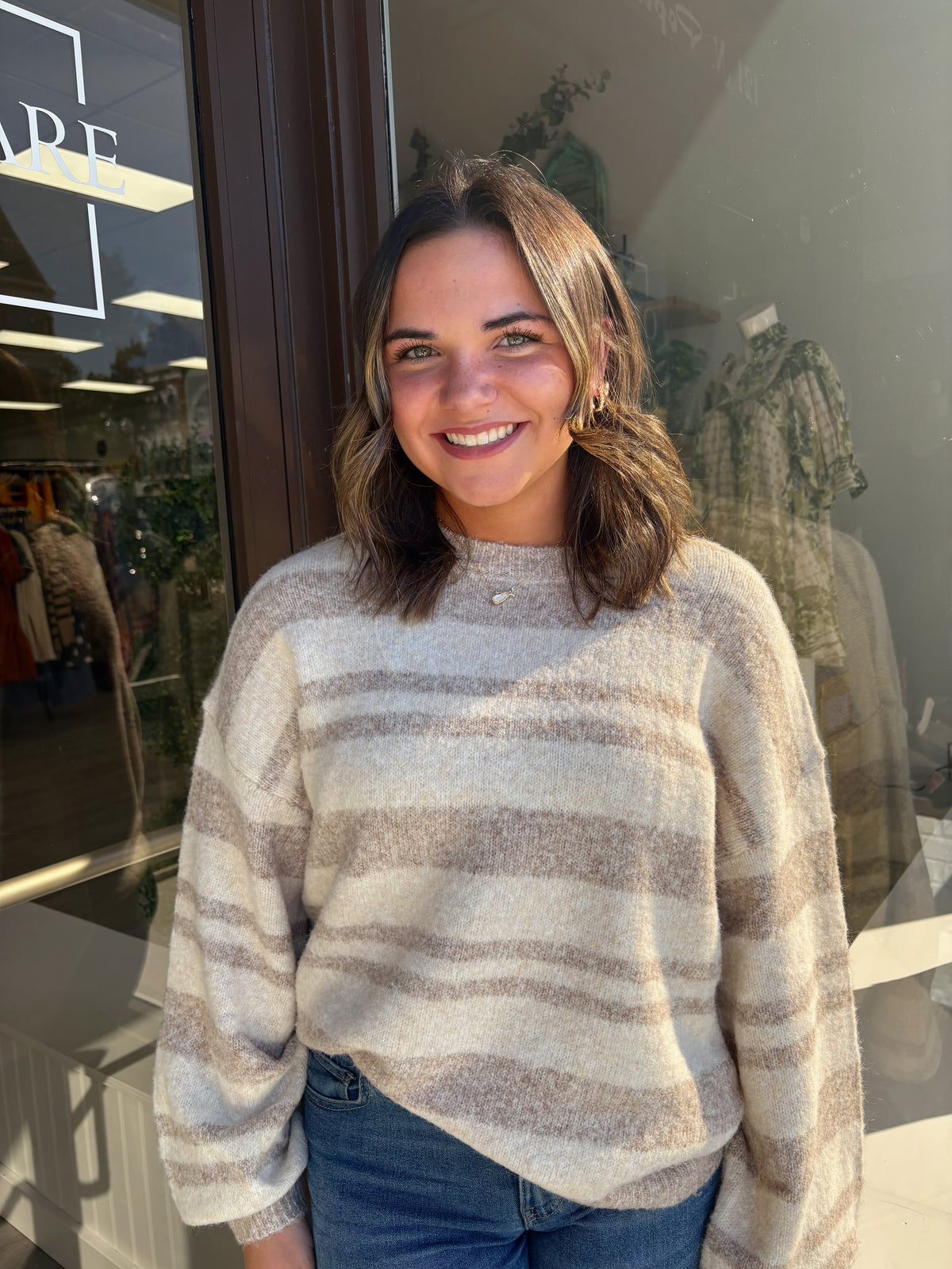 Round Neck LS Stripe Sweater