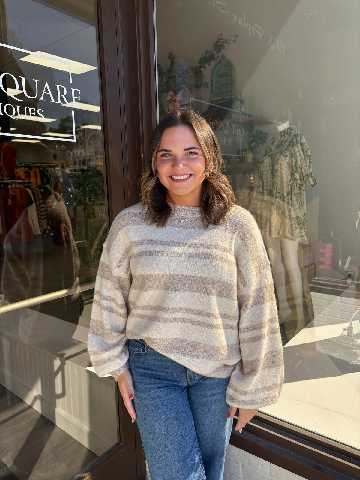 Round Neck LS Stripe Sweater