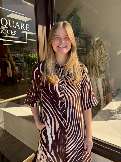Brown Zebra Print Dress