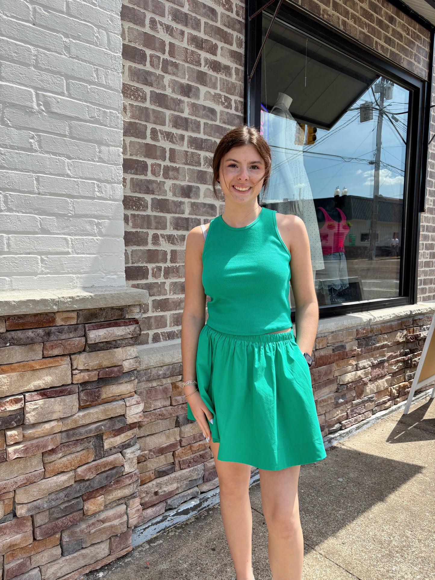 Green Tank & Shorts Set