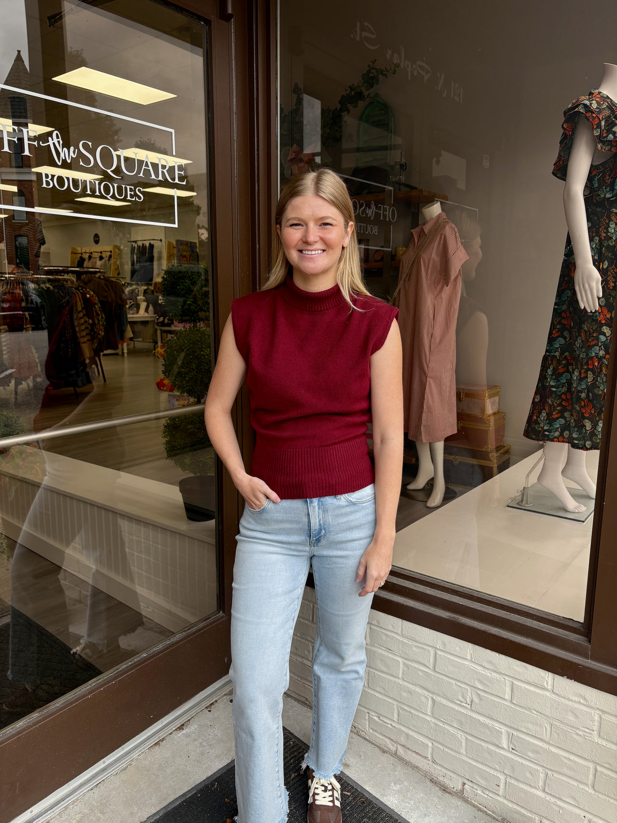 Sleeveless Turtleneck Ribbed Sweater