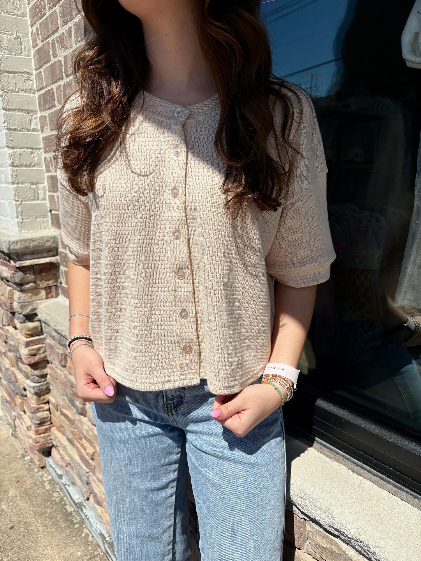 Textured Knit SS Cardigan