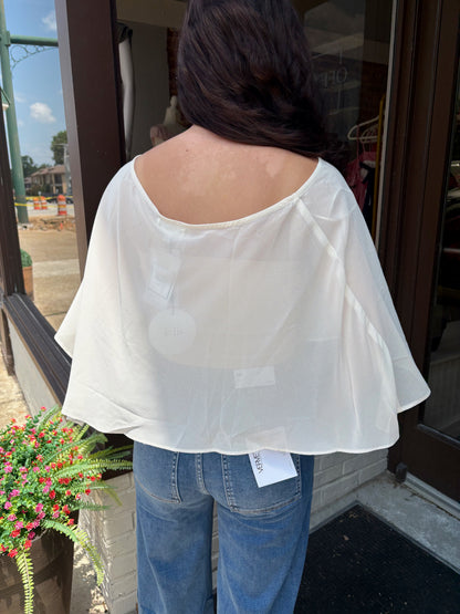 Cream Chiffon Poncho Top