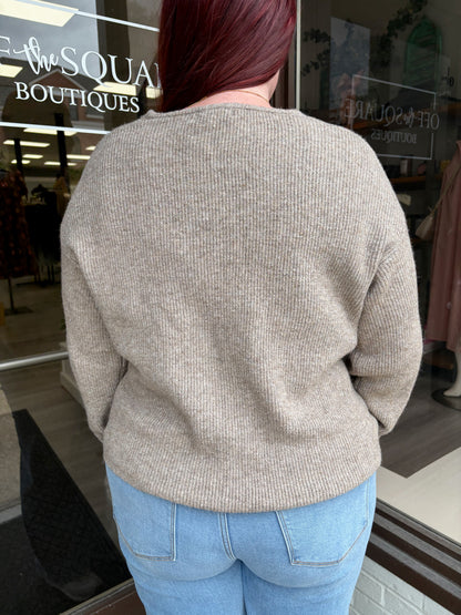 Button Down Knitted Brown Sweater