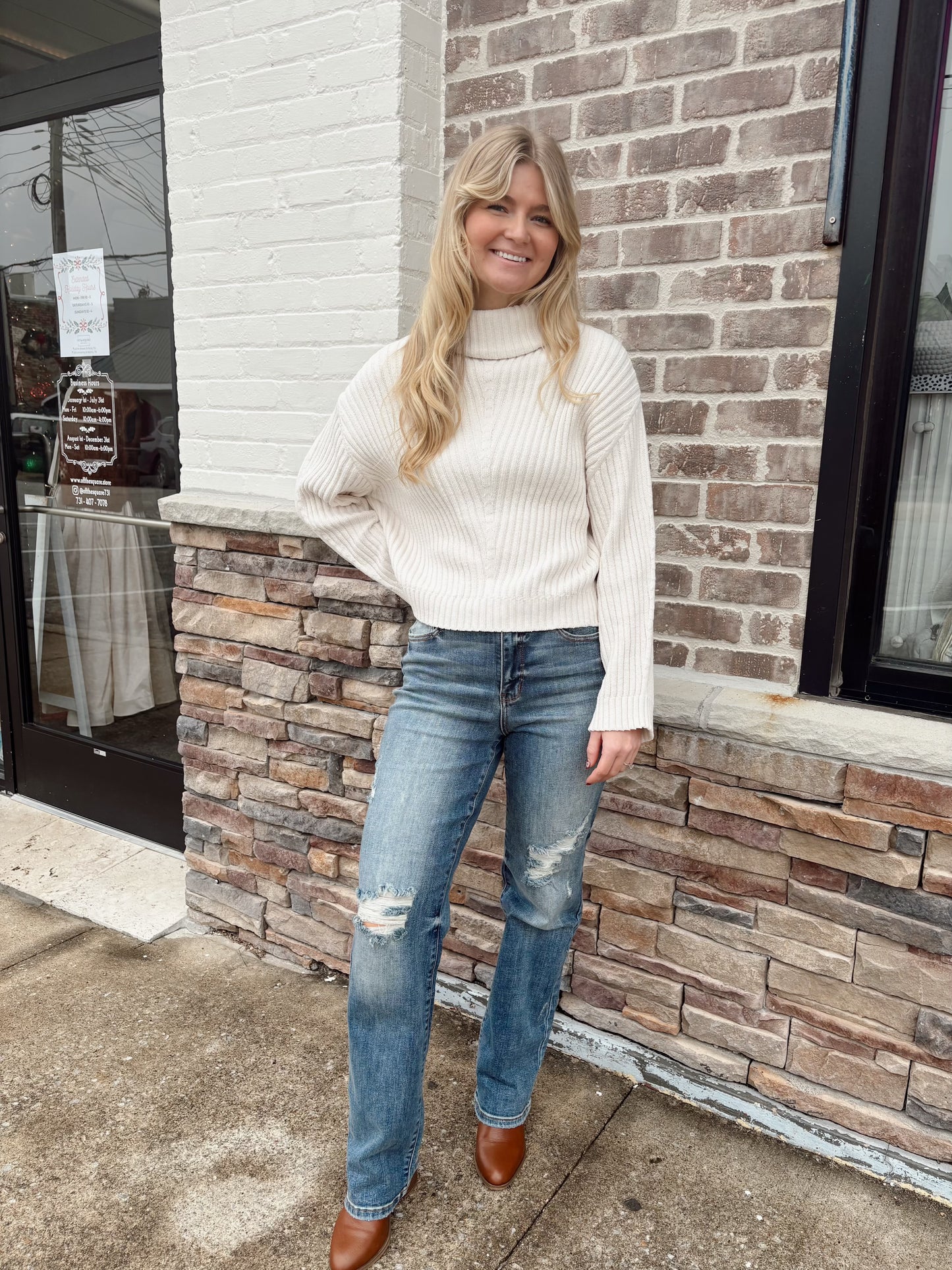 Textured Turtle Neck Sweater