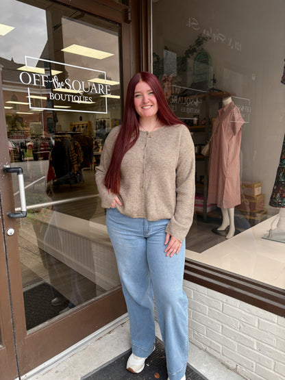 Button Down Knitted Brown Sweater