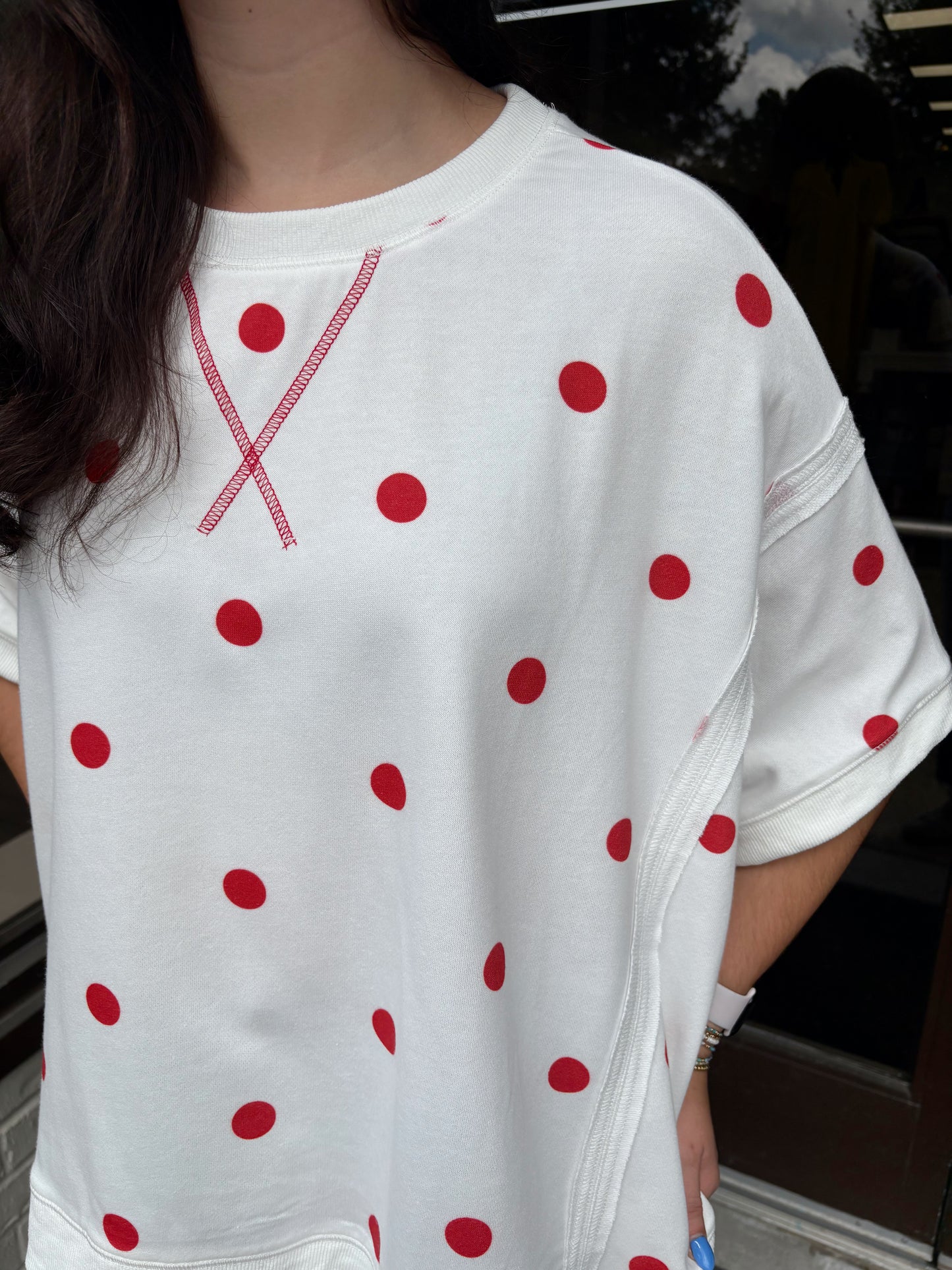 Red/White Polka Dot SS Sweatshirt