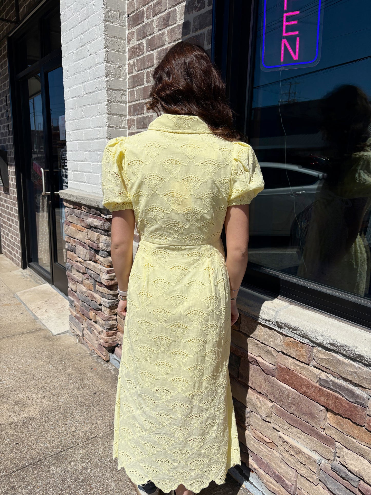 Lemon Eyelet Detail Dress