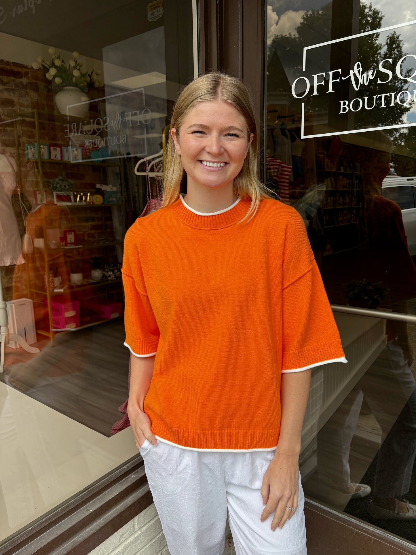 Gameday Contrast Trim Oversized Sweater