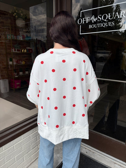 Red/White Polka Dot SS Sweatshirt