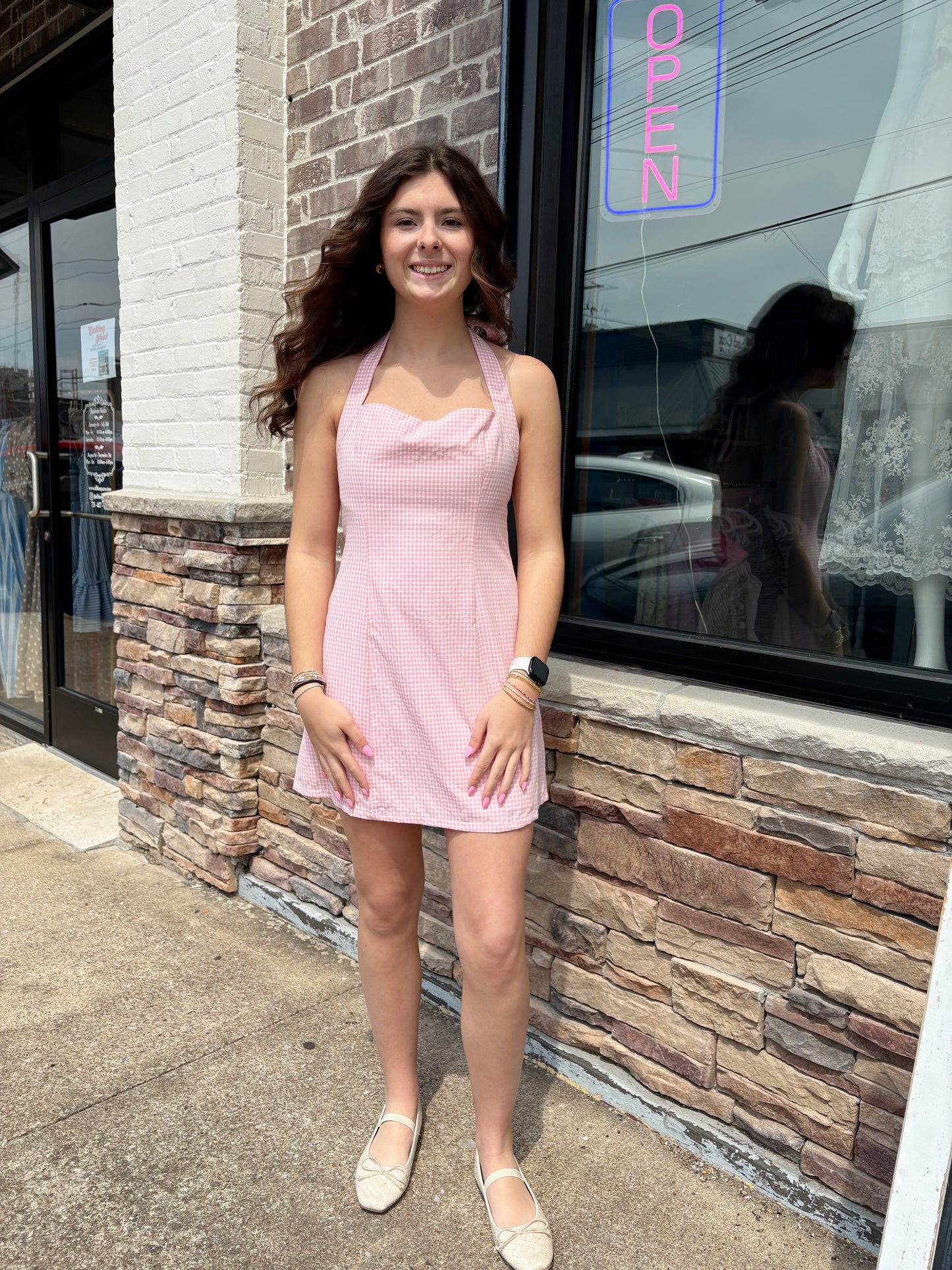 Halter Neck Gingham Mini Dress
