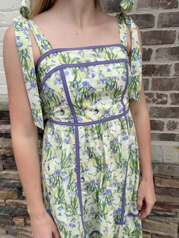 Floral Contrast Midi Dress