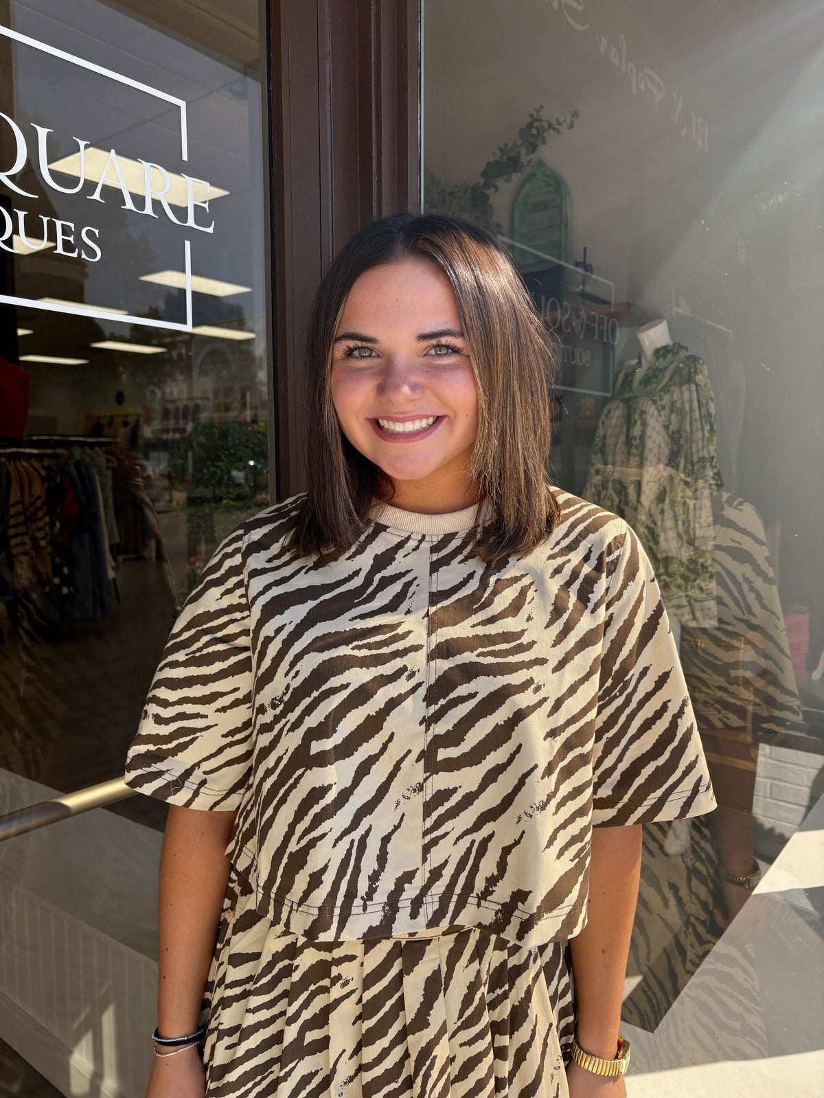 Ecru Zebra Top