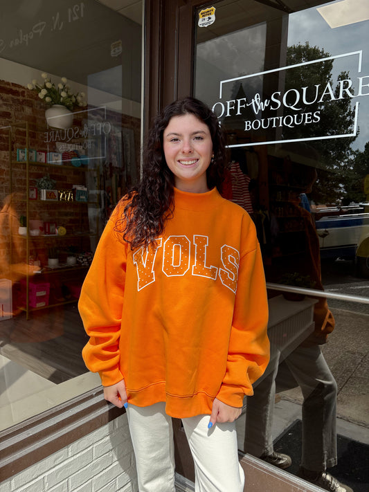 TN Vols Polka Dot Puff Mock Neck