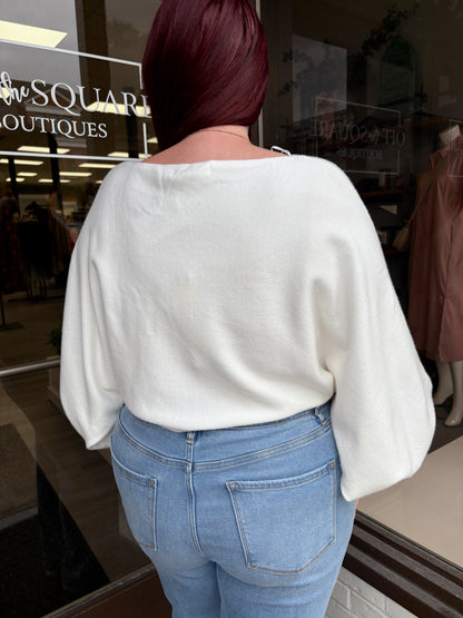 Cream Puff Sleeve Knit Top