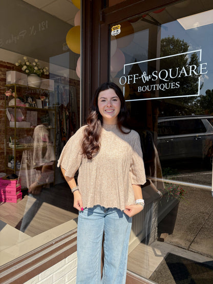 Beige High Neck Knit Top