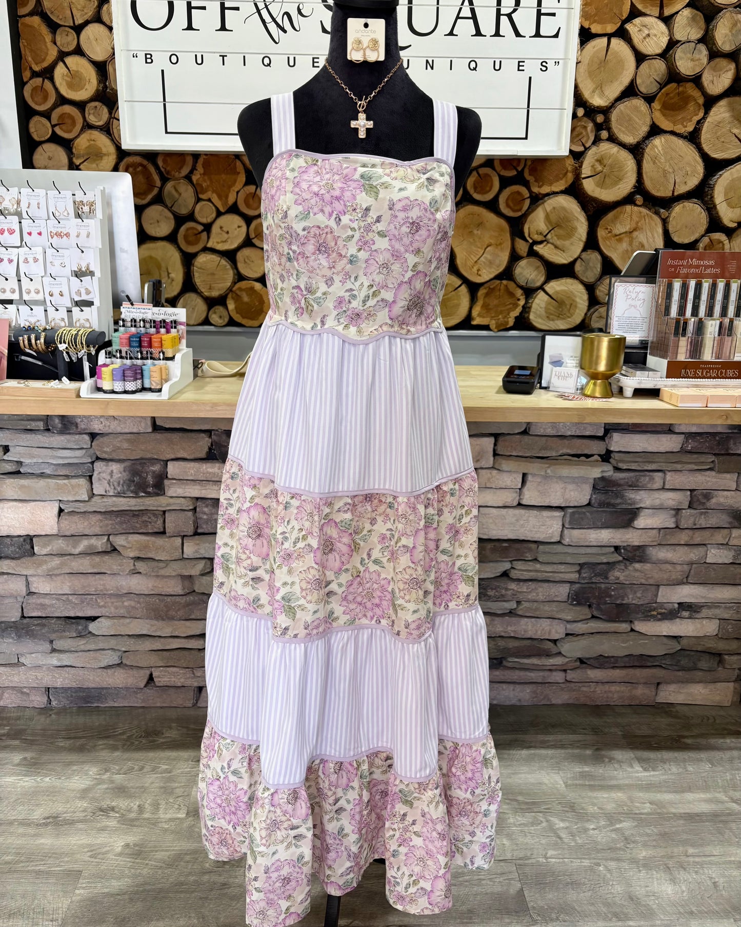 Dreamy Floral & Stripe Tiered Dress