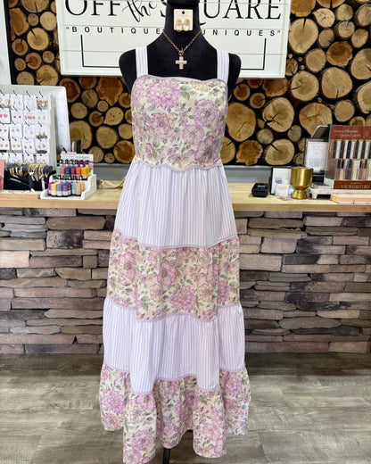 Dreamy Floral & Stripe Tiered Dress