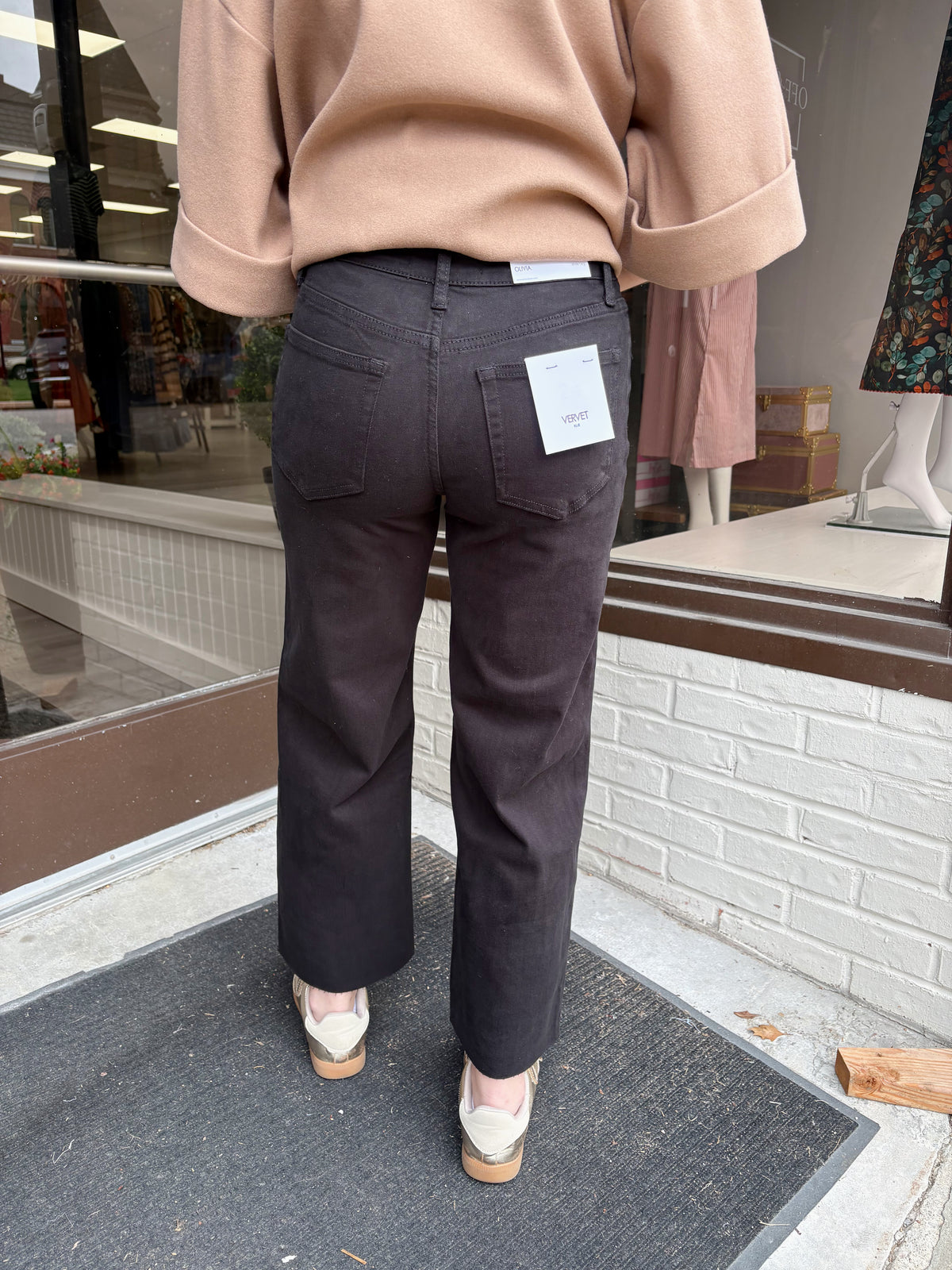 Vervet Black HR Crop Wide Jeans