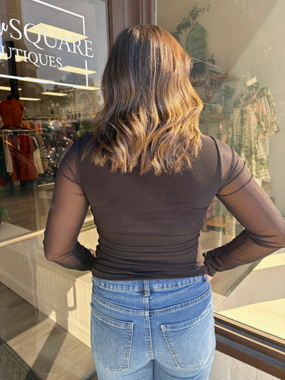 Asymmetric Cowl LS Mesh Top