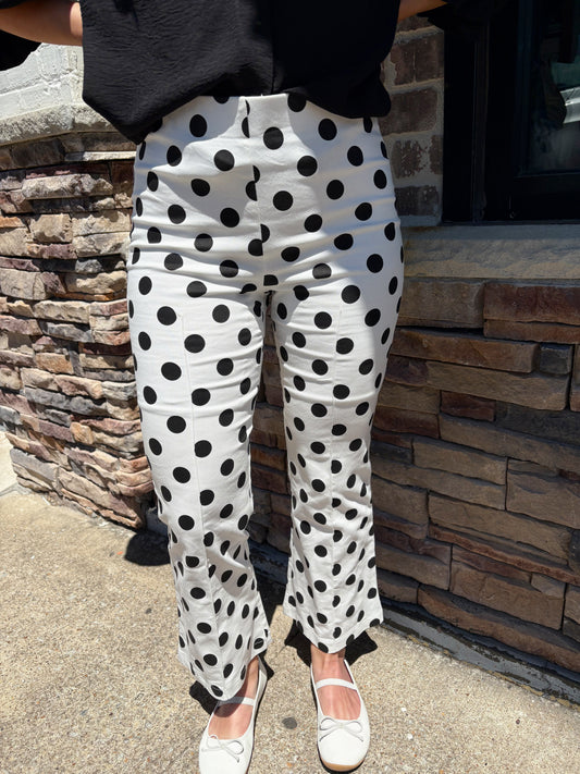Flare Crop Polka Dot Pants