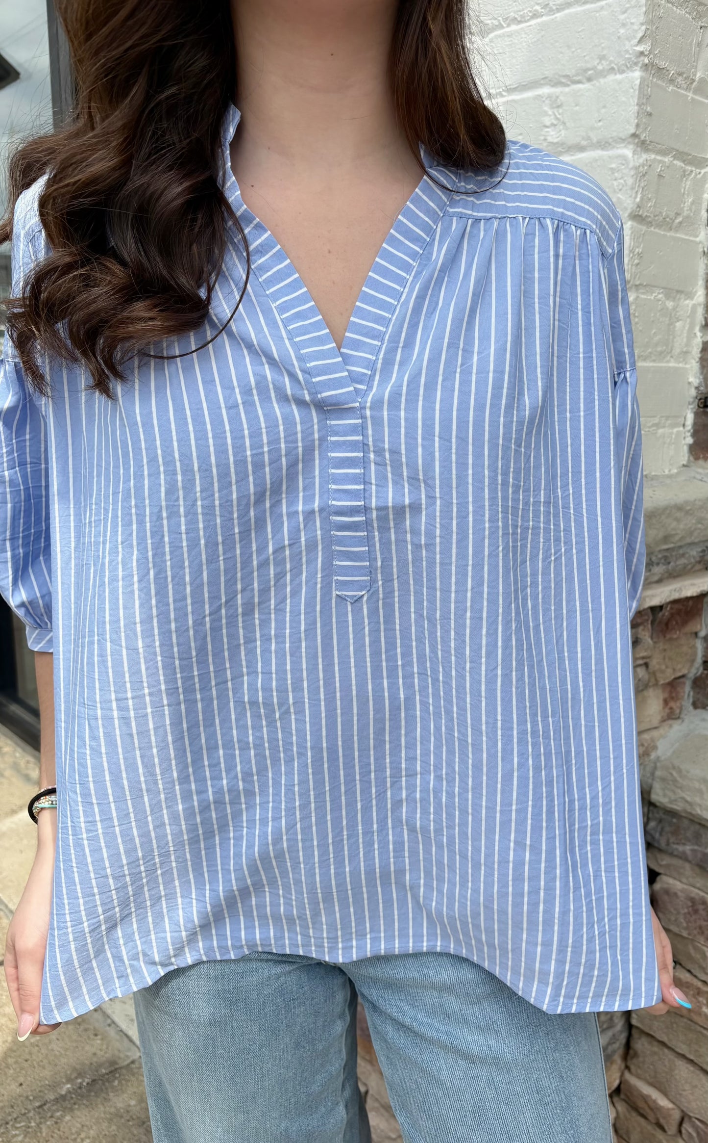 Striped Blouse w Bubble Sleeves