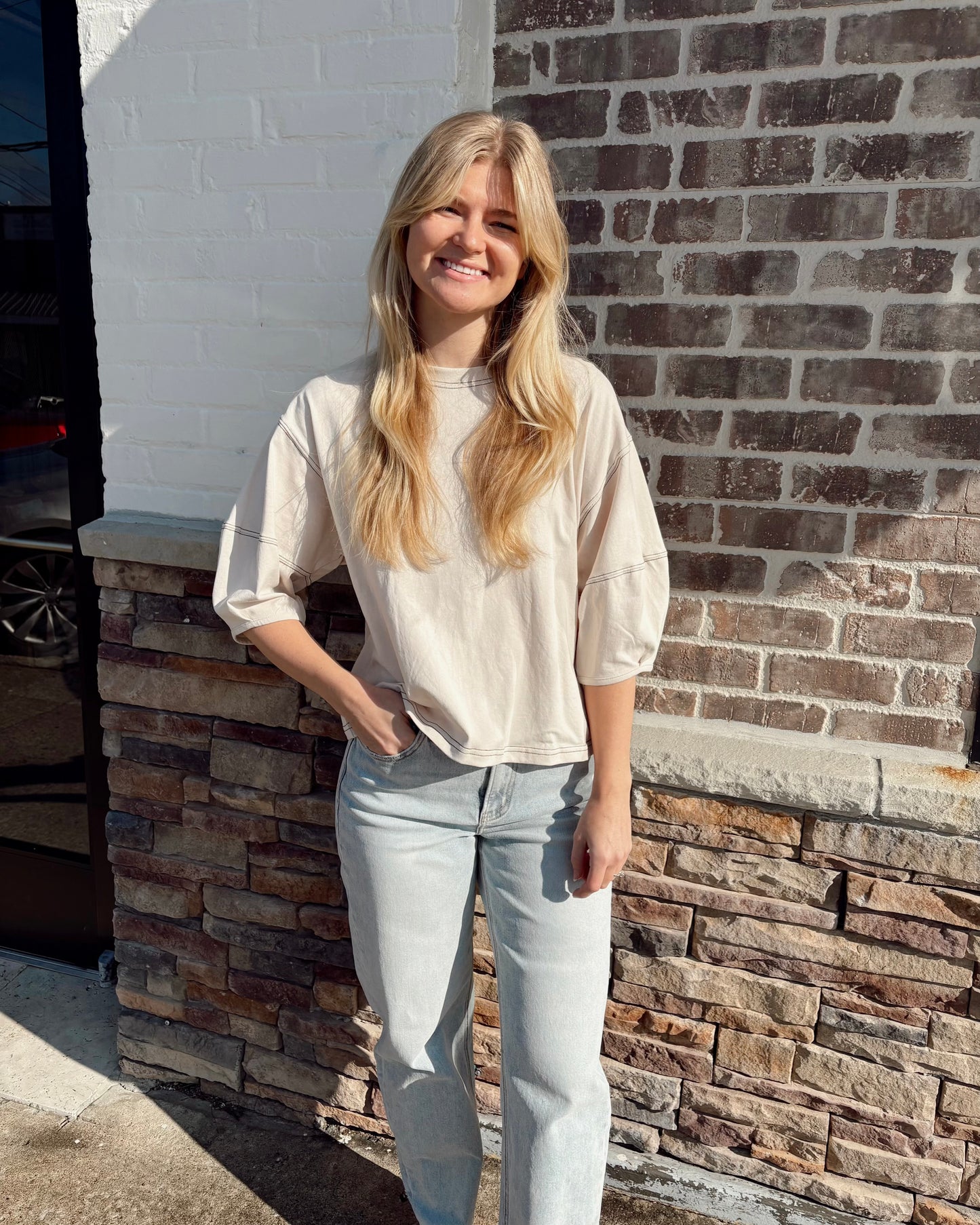 3/4 Balloon Sleeve Top