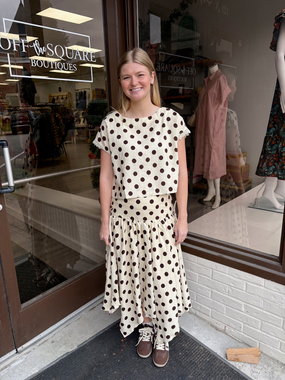Dot Drop Waist Handkerchief Skirt