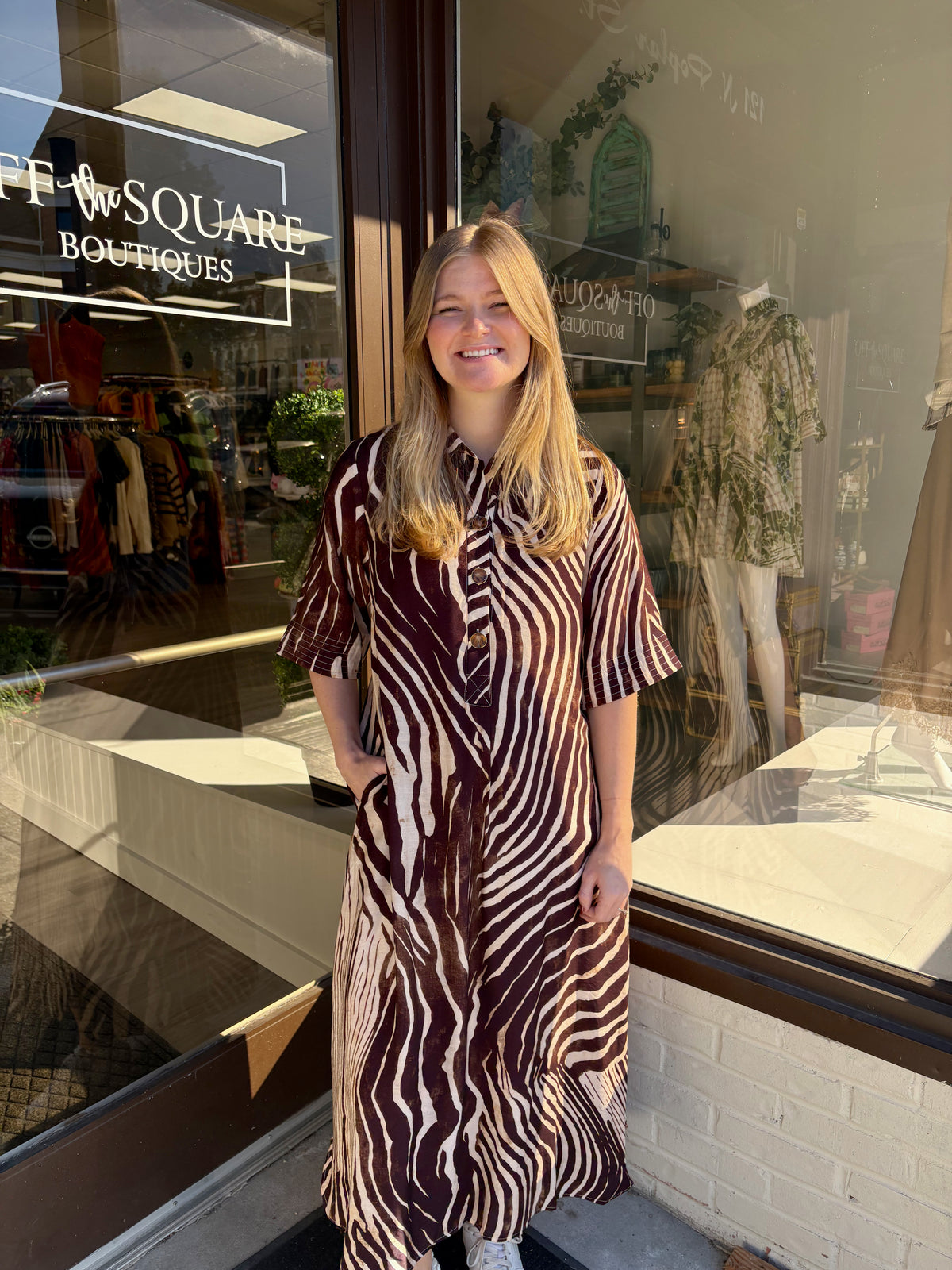 Brown Zebra Print Dress