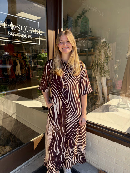 Brown Zebra Print Dress