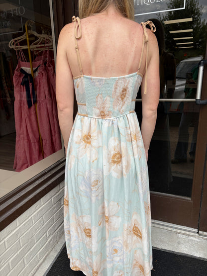 Watercolor Floral Midi Dress