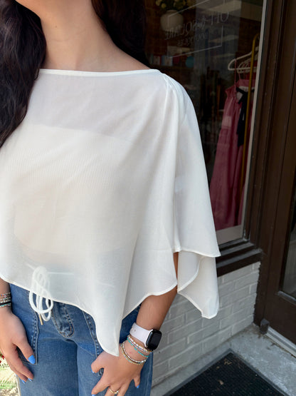 Cream Chiffon Poncho Top