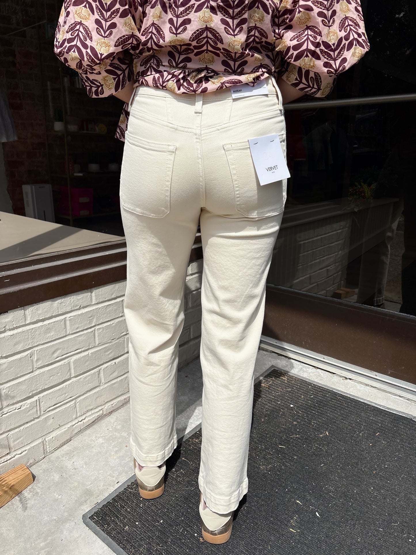 Vervet Ivory High Rise Slim Wide Leg Jeans