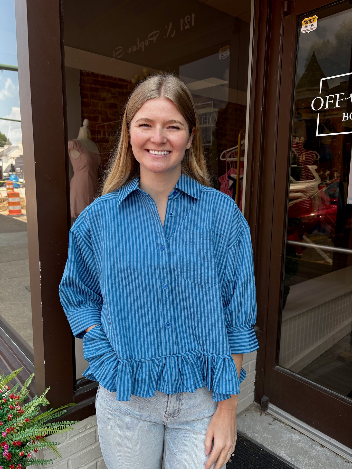 Ruffle Collar Button Down