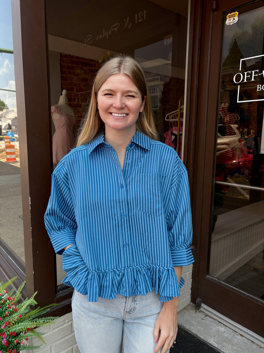 Ruffle Collar Button Down