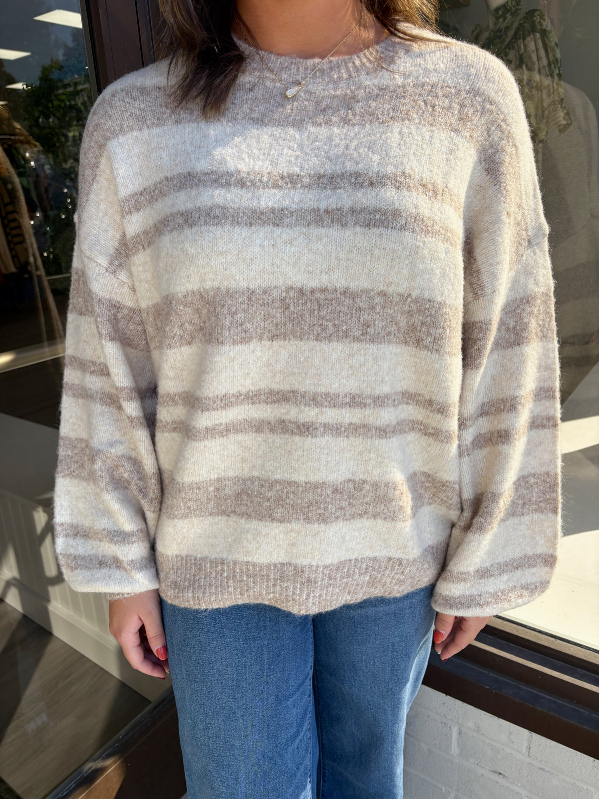 Round Neck LS Stripe Sweater