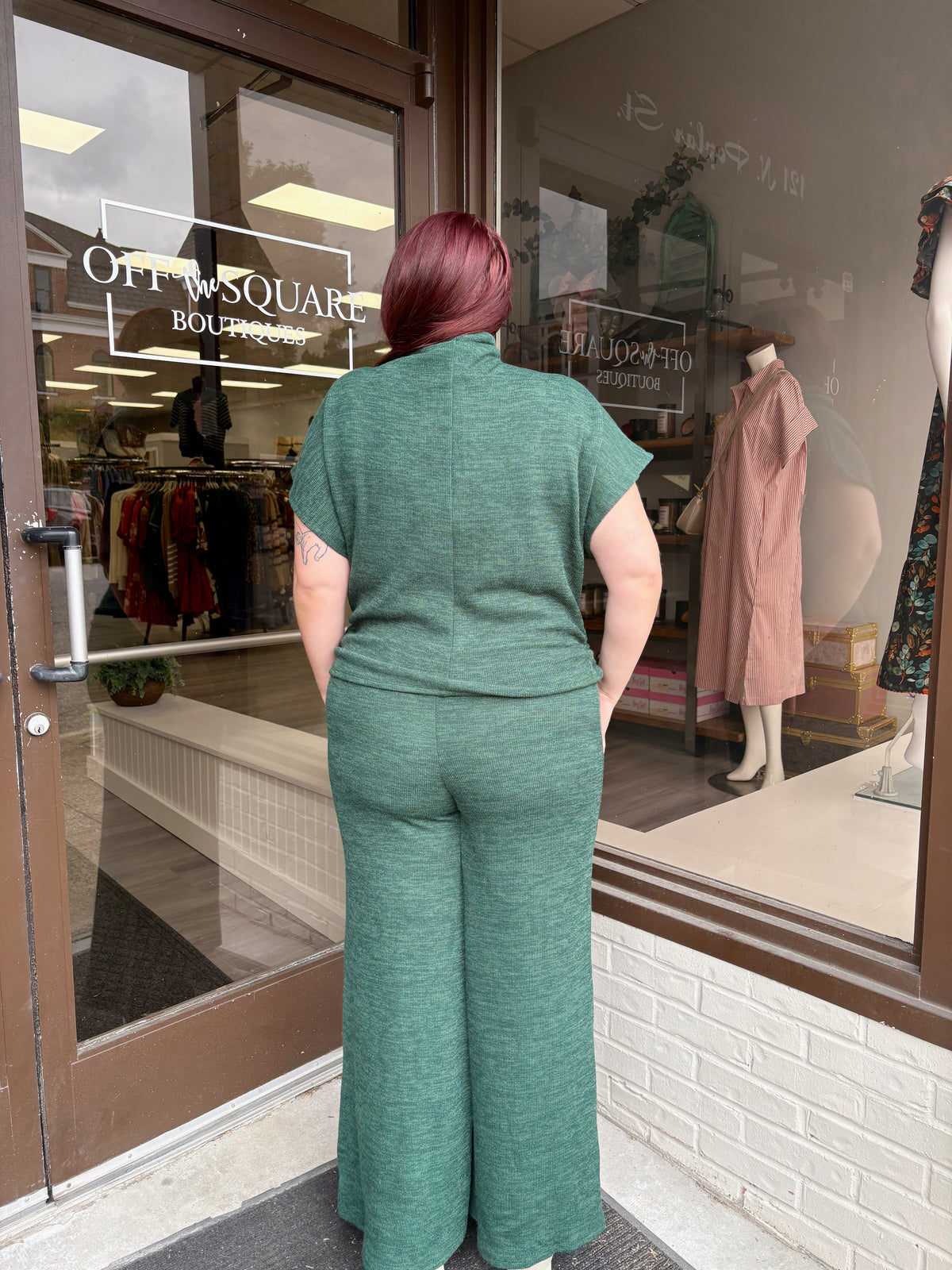 High Neck Cinched Side Pants Set