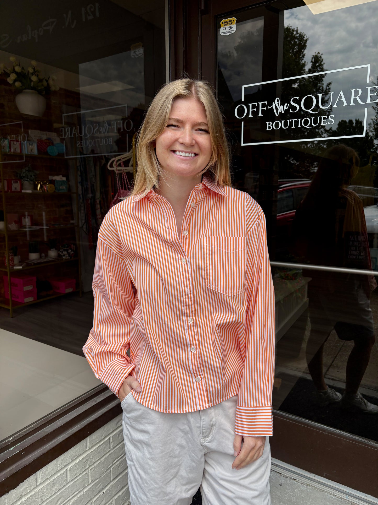 Orange Stripe Button Down Shirt